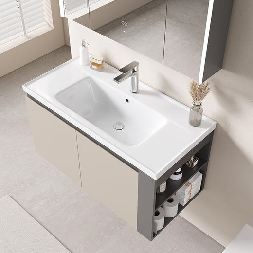 帝王洁具悦容浴室柜组合陶瓷一体盆智能除雾镜洗脸手盆柜洗漱台侧边柜CB198悦容 商品图0