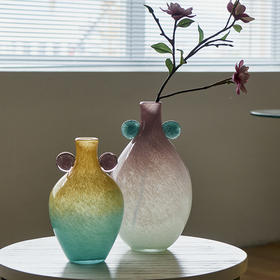 中国风创意手工双耳渐变大肚子小口花瓶高级感软装家居装饰品批发