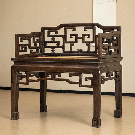 清 红木攒接拐子纹三围屏宝座 商品图4