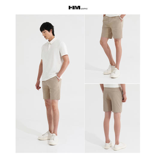 HIM漢崇 潮流直筒卡其色短裤男舒适透气微弹休闲五分裤 2026夏季 商品图3