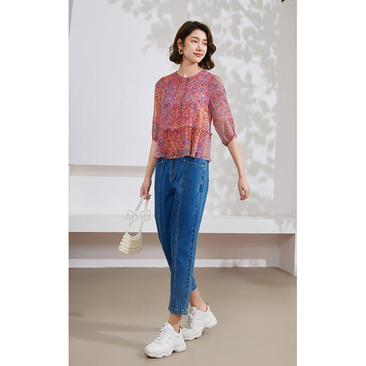 乔万尼100%桑蚕丝衬衫减龄设计上衣EM2C880 商品图2