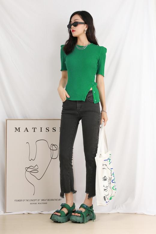 WHO KNOWS 不对称下摆圆领针织上衣 13174 商品图5