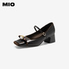 MIO米奥秋季韩系舒适粗跟浅口单鞋蝴蝶珍珠饰扣方头单鞋女M244465908 商品缩略图1