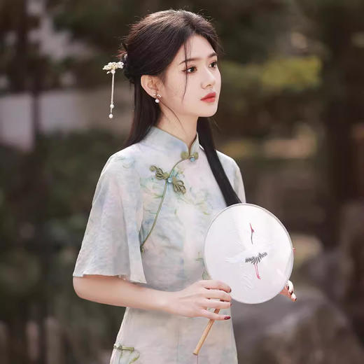 印花改良田园素雅旗袍GR5141 商品图1