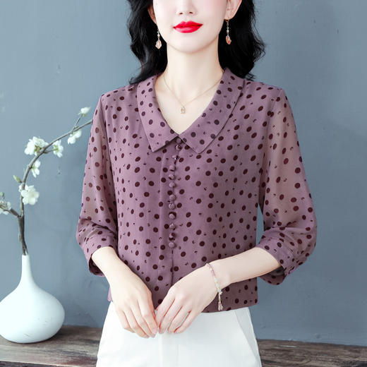KQL 369H1862雪纺波点衬衫宽松显瘦轻薄时尚上衣 商品图3
