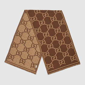 GUCCI 古驰 男士GG羊毛提花围巾 混色 660025 4G386 2579