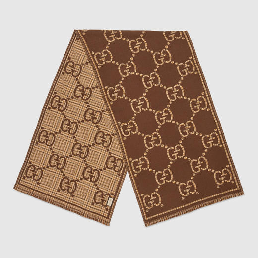 GUCCI 古驰 男士GG羊毛提花围巾 混色 660025 4G386 2579 商品图0