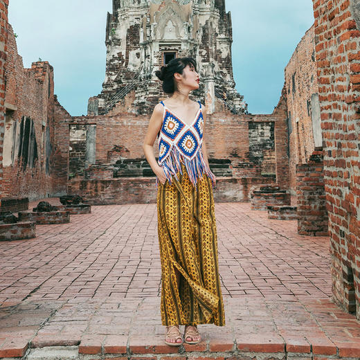 【旅游穿搭民族风】流苏吊带镂空针织背心 波西米亚风上衣外搭  商品图4