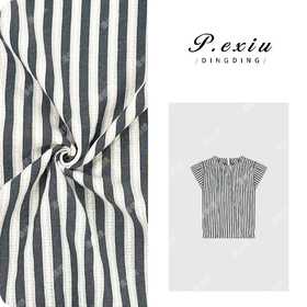 A007潘依绣丁丁宠粉PanYiXiu/潘依绣100%棉竖条纹设计感圆领小飞袖衬衫 HHD2240009