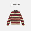 COCO ZONE ”撞色POLO"时尚条纹翻领长袖T恤简约显瘦上衣CC2B1146 商品缩略图0