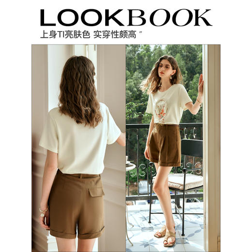 OLrain欧芮儿法式短袖印花钉珠T恤女夏季2024新款高级感别致上衣 商品图4