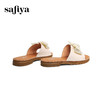 Safiya/索菲娅2024夏季真皮水钻蝴蝶结外穿休闲平底沙滩拖鞋 SF42110167 商品缩略图1
