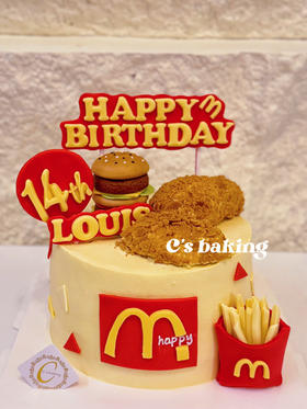#M记麦门 #麦当劳蛋糕 #汉堡薯条鸡翅 #搞怪蛋糕 忌廉蛋糕【半翻糖蛋糕需提前2天预订】（默认自提，收费配送请联系客服）