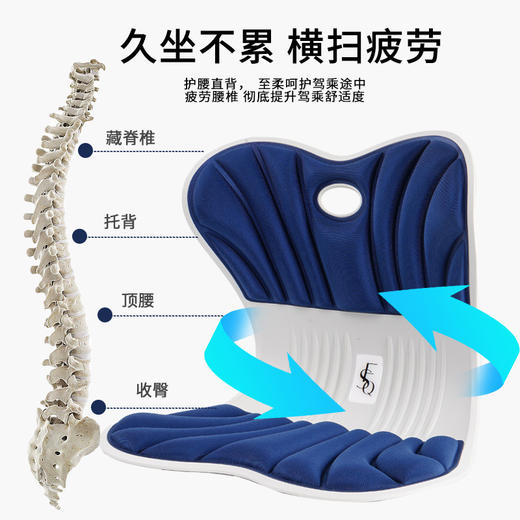 【久坐不累！横扫疲劳】新款汽车坐垫四季通用透气不闷座垫久坐不累护腰靠垫矫正坐姿，肩颈腰椎一起用，长途开车也不累。ry 商品图2