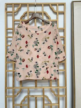 丁摩 100%桑蚕丝短袖T恤上衣18-39HS-DR299