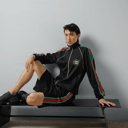 【二】GUCCI 古驰 男士互扣式双G印花平纹针织短裤 黑色 699599 XJEES 1152 商品图3