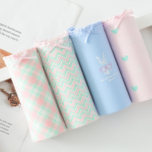 洁丽雅4条装纯棉女士内裤亲肤舒适印花内裤女 商品图6