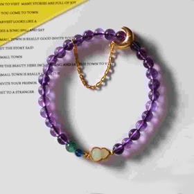 YZSJ0012°紫水晶+沙金玉石葫芦手串0.6*28