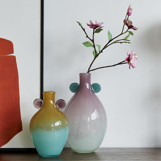 中国风创意手工双耳渐变大肚子小口花瓶高级感软装家居装饰品批发 商品图5