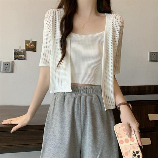 【GZ】无忧购韩版冰丝薄款百搭显瘦镂空短袖针织防晒开衫985#（截单后7天发货)25年清仓捡漏 商品图8