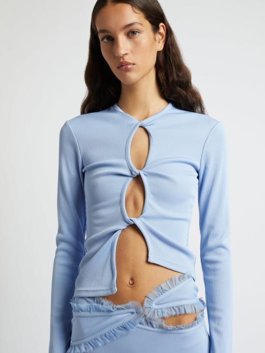 Christoper Esber - Open Twist Long Sleeve Top - Cornflower - 女装 - 上衣 - 蓝色 商品图0