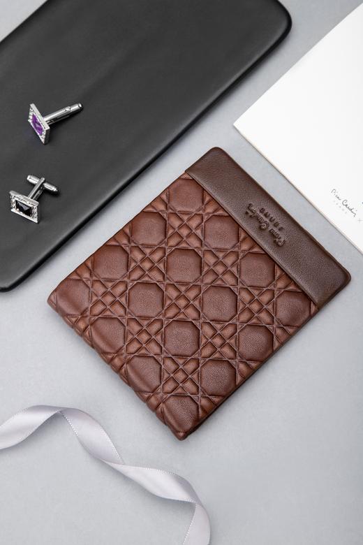 皮尔卡丹正品男士都市休闲横身银包真皮软头层牛皮钱包啡色男青年皮夹男 商品图1