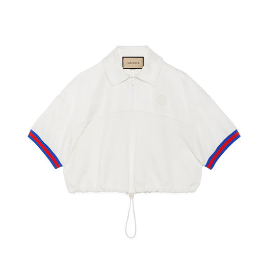 GUCCI 古驰 女士饰织带针织短袖 Polo衫 白色 773728 XJF8V 9088 商品图0
