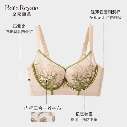 皇家丽美新款国风雅韵系列薄杯文胸记忆软圈大胸显小收副乳WJ2F01-1 商品图2