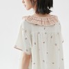 3部顶瓜瓜女士玫瑰双棉纱娃娃领短袖长裤家居服DJJWX-AQ22679 商品缩略图4
