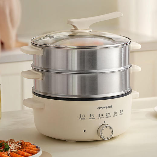 九阳电蒸锅18L家用多功能三层蒸煮电热锅火锅蒸菜蒸箱早餐机GZ180 商品图8