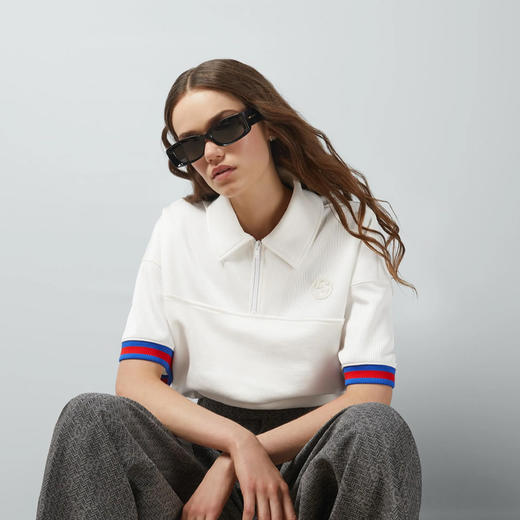 GUCCI 古驰 女士饰织带针织短袖 Polo衫 白色 773728 XJF8V 9088 商品图1