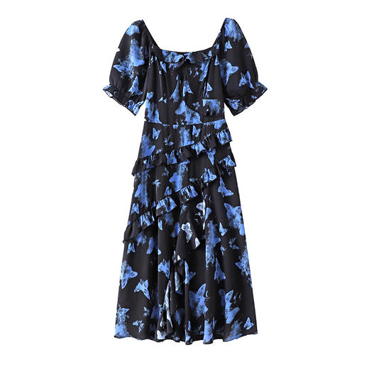 夏季新款【荷叶边连衣裙】130-320斤大码女装 胖妹妹时尚宽松A字裙 蝴蝶印花设计  商品图5