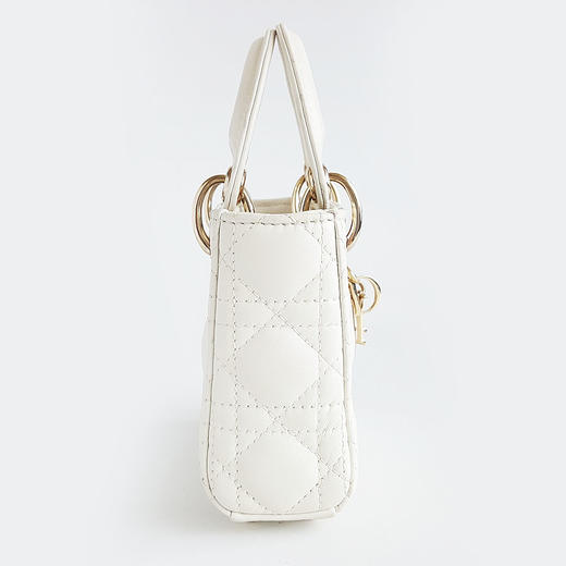 【95新】Dior迪奥 Lady Dior 超迷你手袋 女士白色金扣超迷你戴妃手提单肩包现售价：13000！ 020624NJS04 商品图3