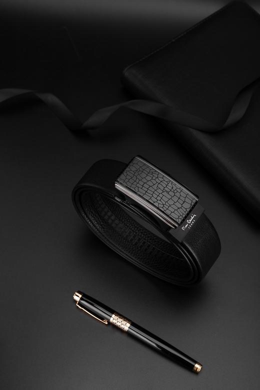 皮尔卡丹皮带男真皮腰带不锈钢自动扣不规则个性裤腰带商务牛皮裤带 商品图2