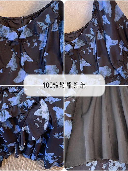 夏季新款【荷叶边连衣裙】130-320斤大码女装 胖妹妹时尚宽松A字裙 蝴蝶印花设计  商品图3