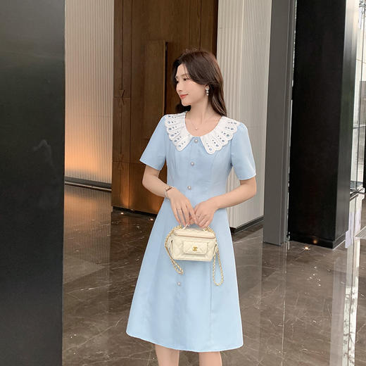 [奢姿轻奢系列]镂空撞色连衣裙2025年夏季大码女装减龄气质裙子8942891236【1】 商品图2