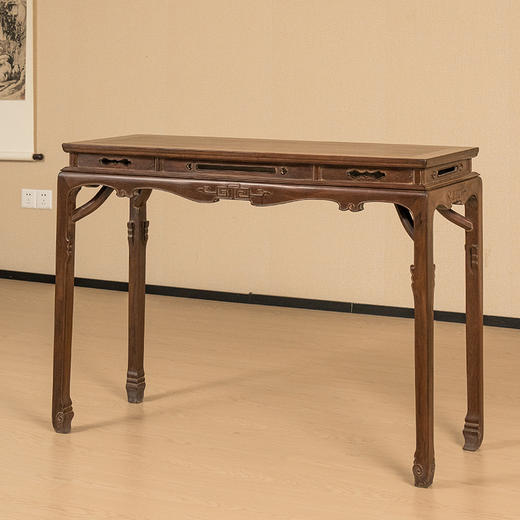 清 红木高束腰霸王枨云纹足条桌 商品图4