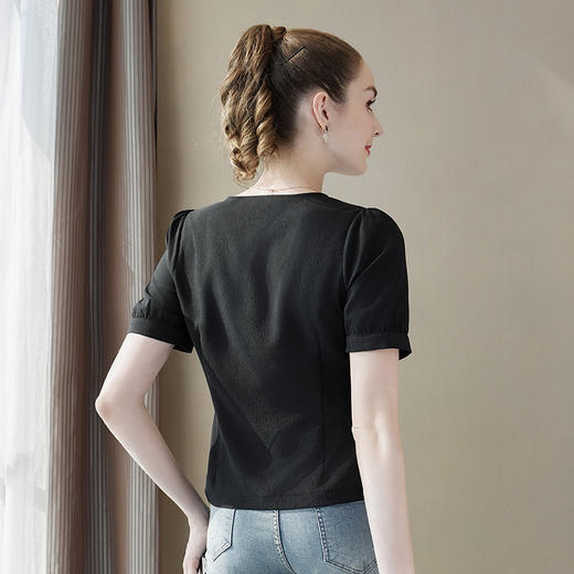 奢姿2025年夏装新款大码女装不规则绑带时尚衬衫胖妹妹百搭上衣9942291287 商品图3