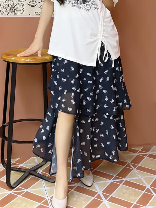 夏季新款【大码女装蛋糕半身裙子】微胖mm时尚开衩高腰半身裙130-320斤大码宽松蛋糕裙 商品图1