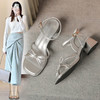 ZHR一字带凉鞋女2024新款夏季仙女风蝴蝶结高级凉鞋耐磨粗跟女鞋 商品缩略图0