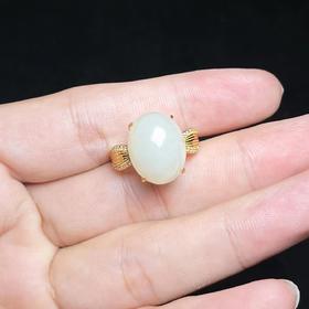 和田玉戒指-玉美人菲菲HZ#S925和田玉戒指约13*16mm可调节