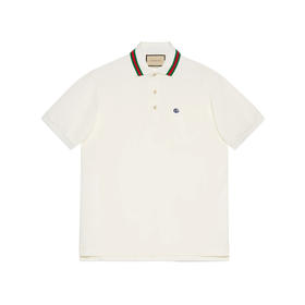 GUCCI 古驰 男士饰双G珠地棉短袖Polo衫 白色 752604 XJFTL 9733
