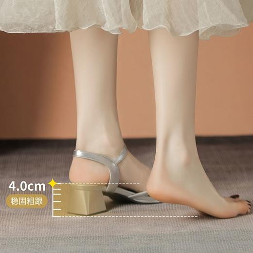 ZHR一字带凉鞋女2024新款夏季仙女风蝴蝶结高级凉鞋耐磨粗跟女鞋 商品图4