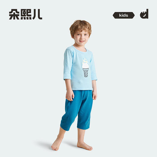 优选丨【60S透气棉】朵熙儿 儿童家居服夏薄款七分短袖套装宝宝睡衣全棉 商品图1
