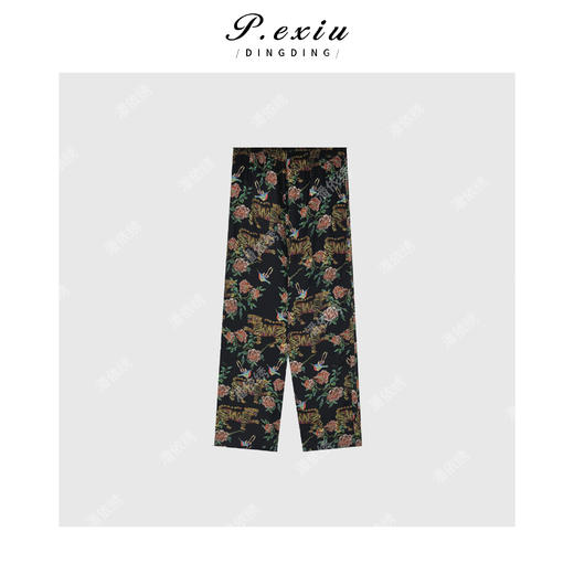03-4潘依绣丁丁宠粉PanYiXiu/潘依绣【细嗅蔷薇】人丝国风复古印花高级感休闲裤W-61872 商品图2