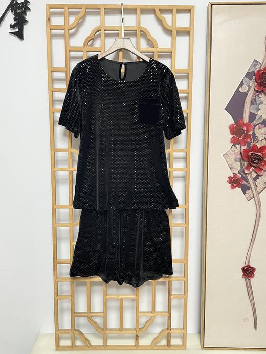 丁摩 进口丝绒夏季时尚短袖上衣短裤套装女薄款运动套装Q121166(21-179)HS-DY199 商品图6