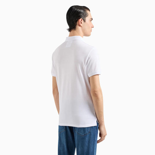 【一】EMPORIO ARMANI 阿玛尼  男士带微型鹰图案的丝光珠地网眼 短袖Polo衫 白色 8N1FQ2 1JTKZ 0100 商品图2