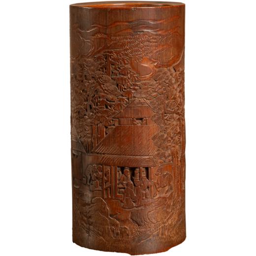 清 竹雕山水人物笔筒 商品图5