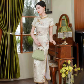 新中式交织桑蚕丝旗袍HQ272