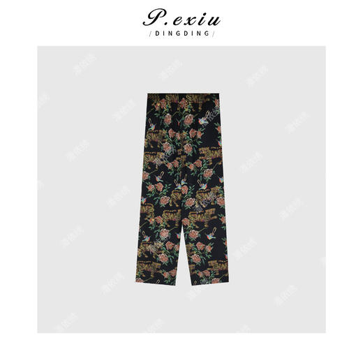 03-4潘依绣丁丁宠粉PanYiXiu/潘依绣【细嗅蔷薇】人丝国风复古印花高级感休闲裤W-61872 商品图1